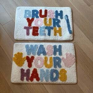 Kids Washable Colorful Bathroom Rugs Brush Your Teeth Wash Your Hands Non Slip